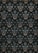 A dark, intricately patterned wallpaper featuring symmetrical floral designs. The repeating motifs include stylized flowers and leaves, along with subtle butterfly shapes, all rendered in muted shades of green, white, and orange.