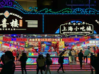 A vibrant snapshot of a bustling street food market, capturing colors and life