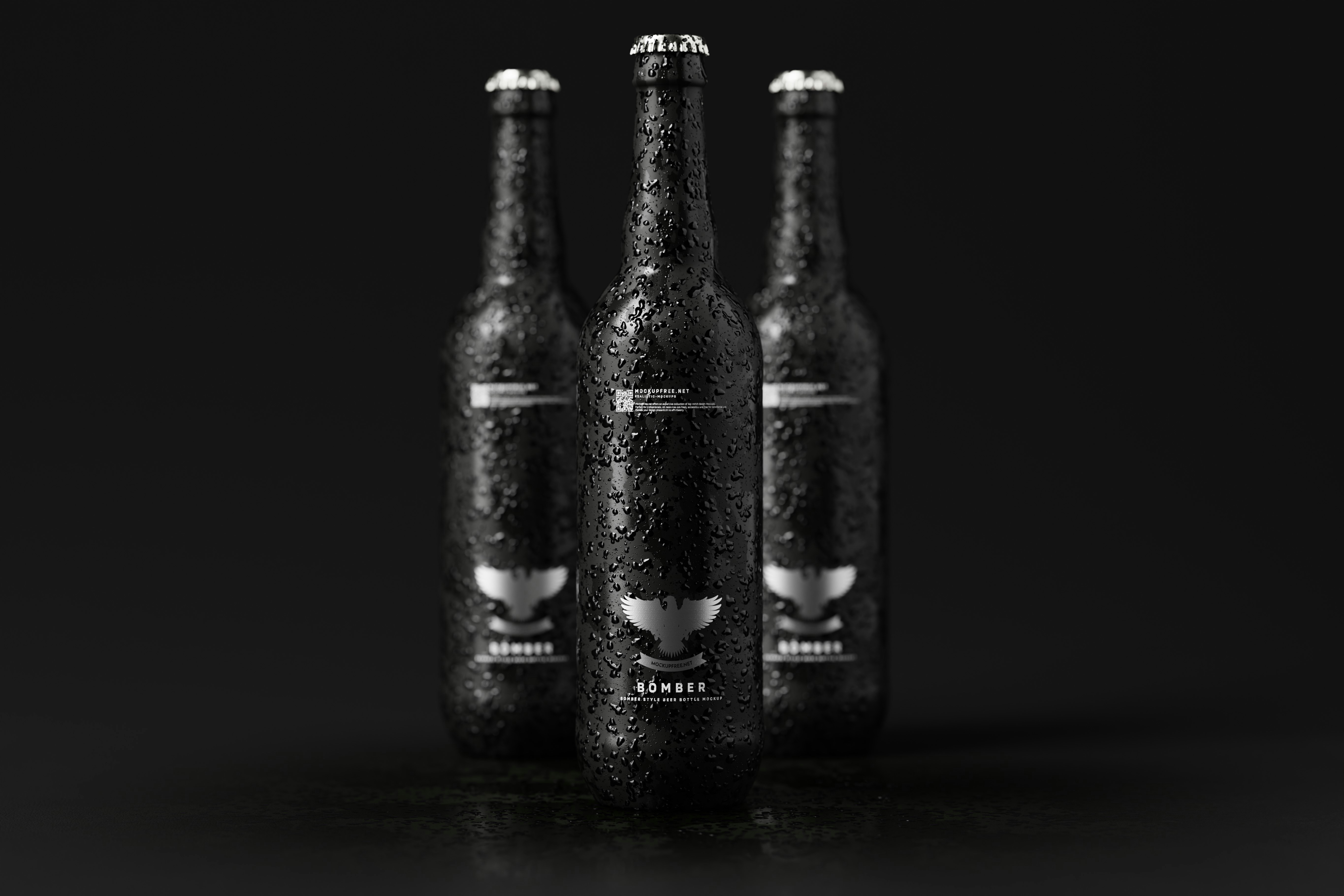 A group of four beer bottles sitting next to each other photo – Free ...
