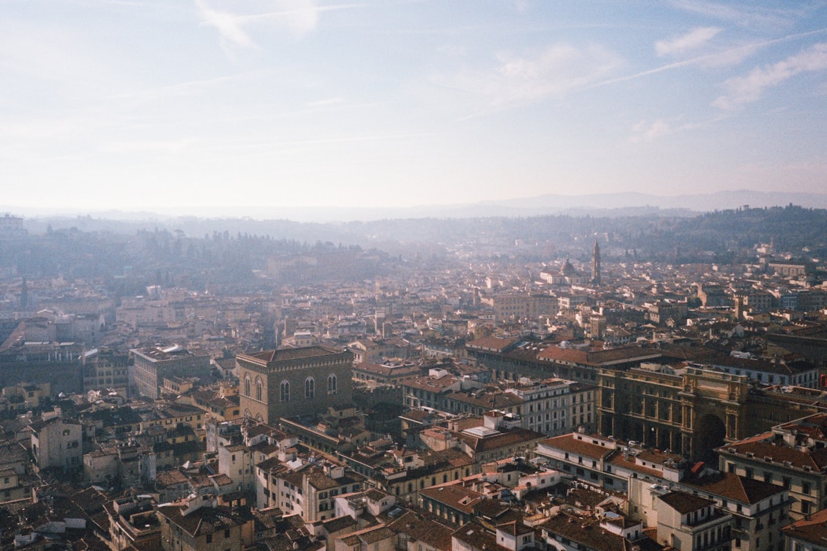 Florence November — rooftop view over a quiet city on a cold grey afternoon