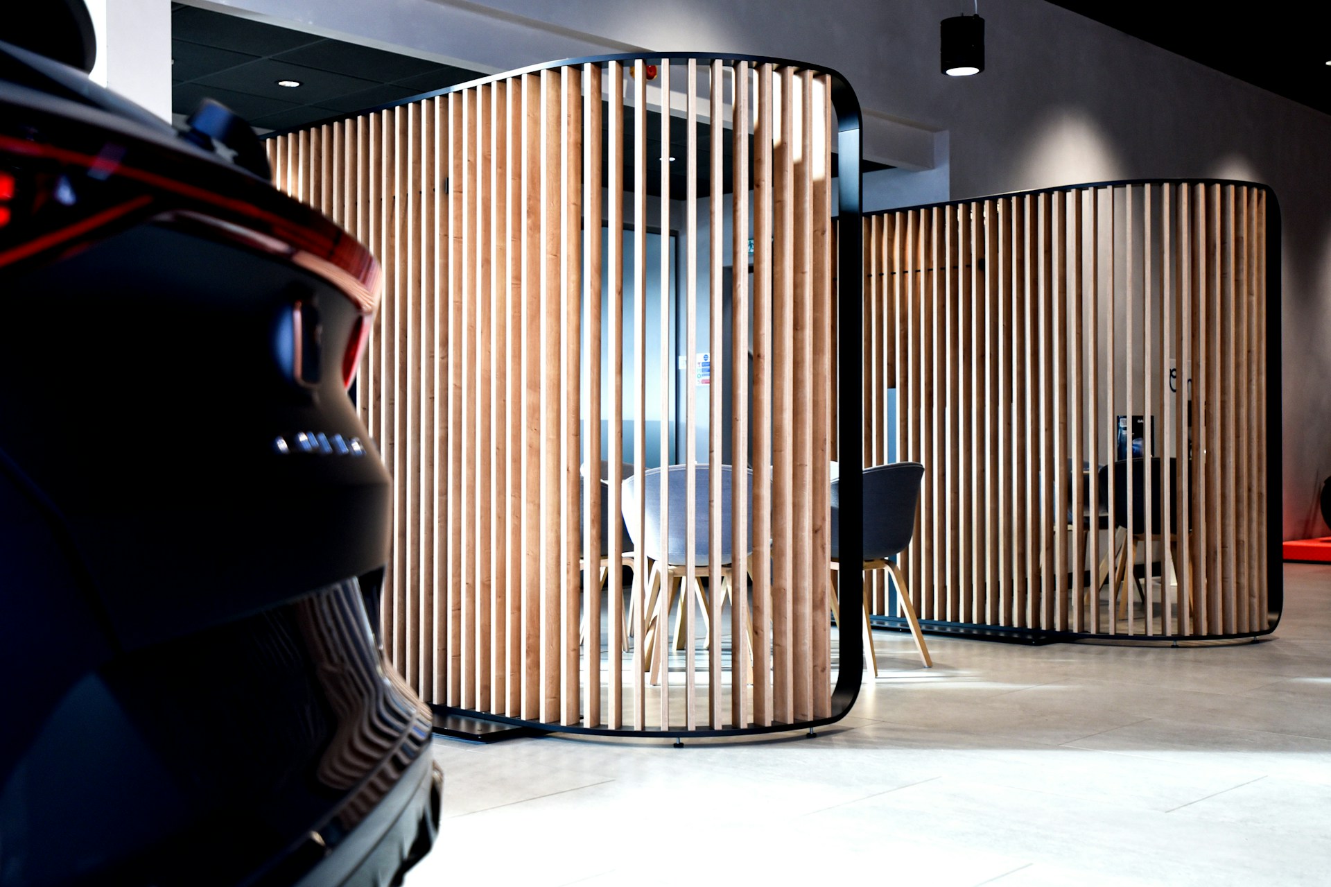 A commercial space with sturdy, stylish wooden partitions and flooring crafted by r b complete carpentry.