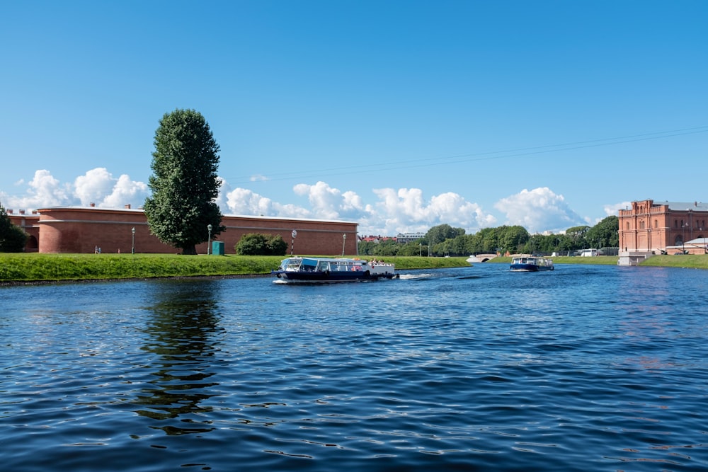 a body of water with boats floating on it