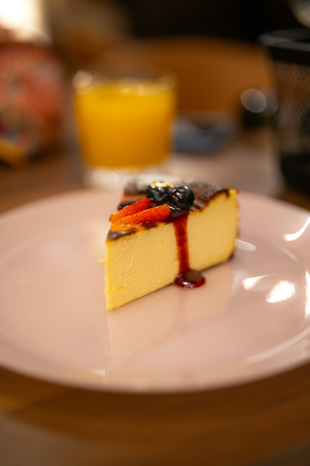 a piece of cheesecake on a white plate