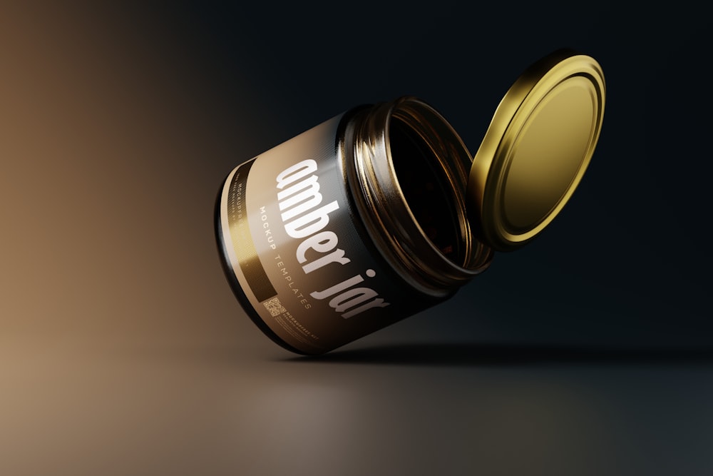 a can of coffee with a gold lid