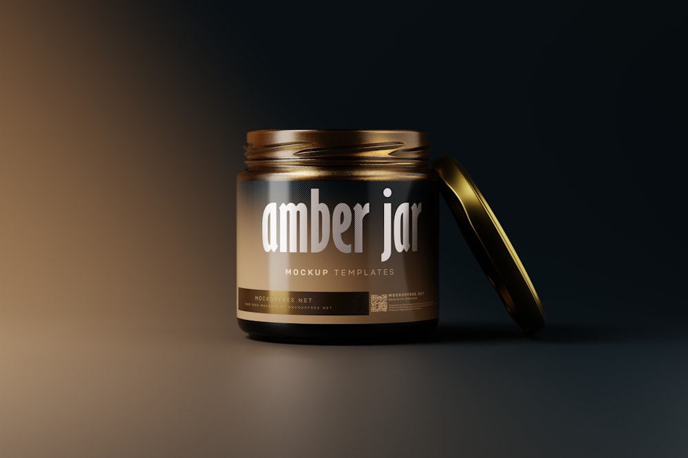 a jar of amber jam with a gold lid
