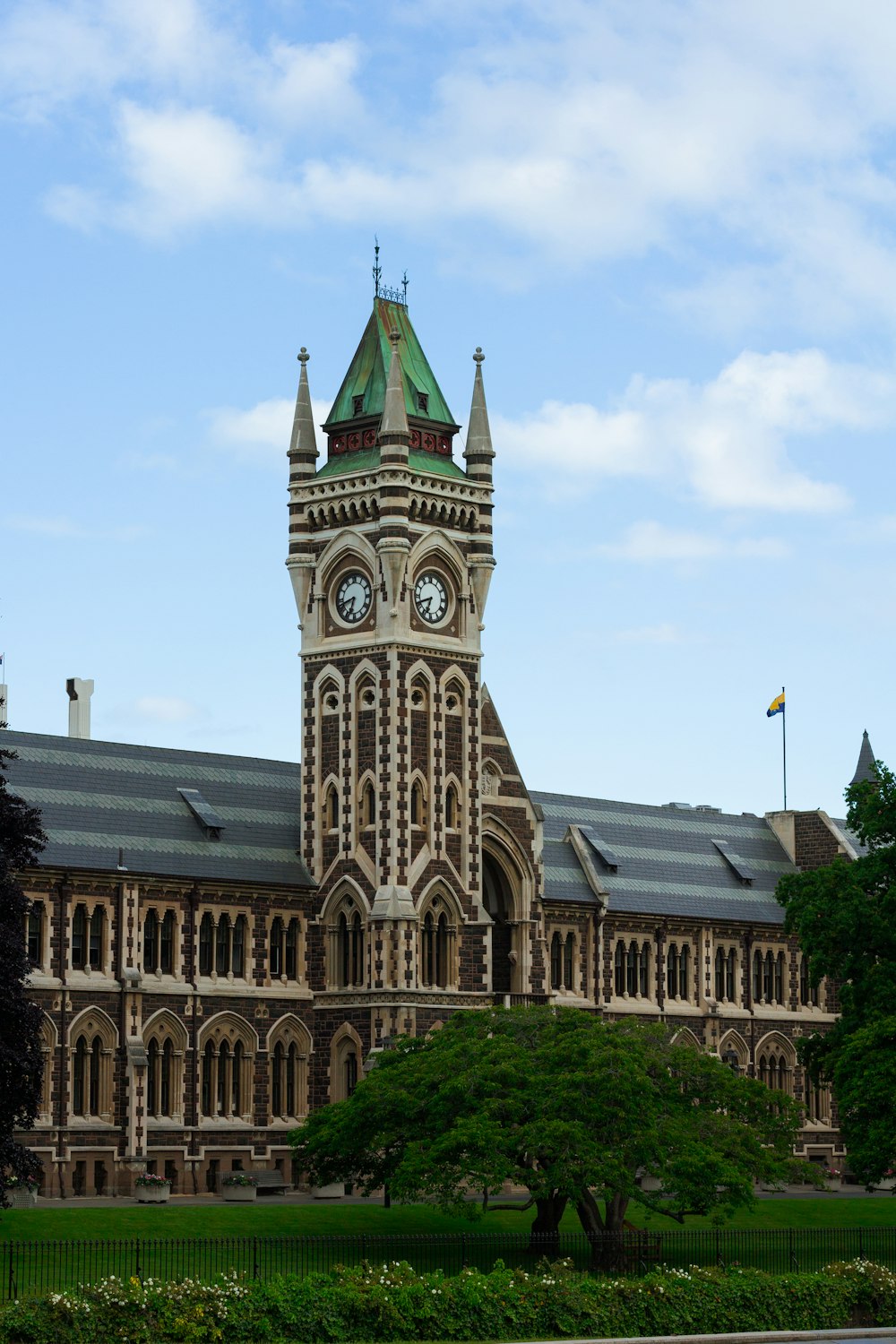 a large building with a clock on the front of it