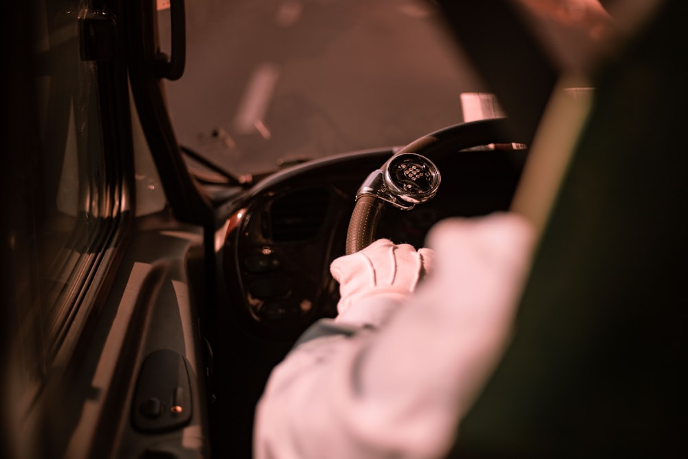 a view of a steering wheel and dashboard of a vehicle