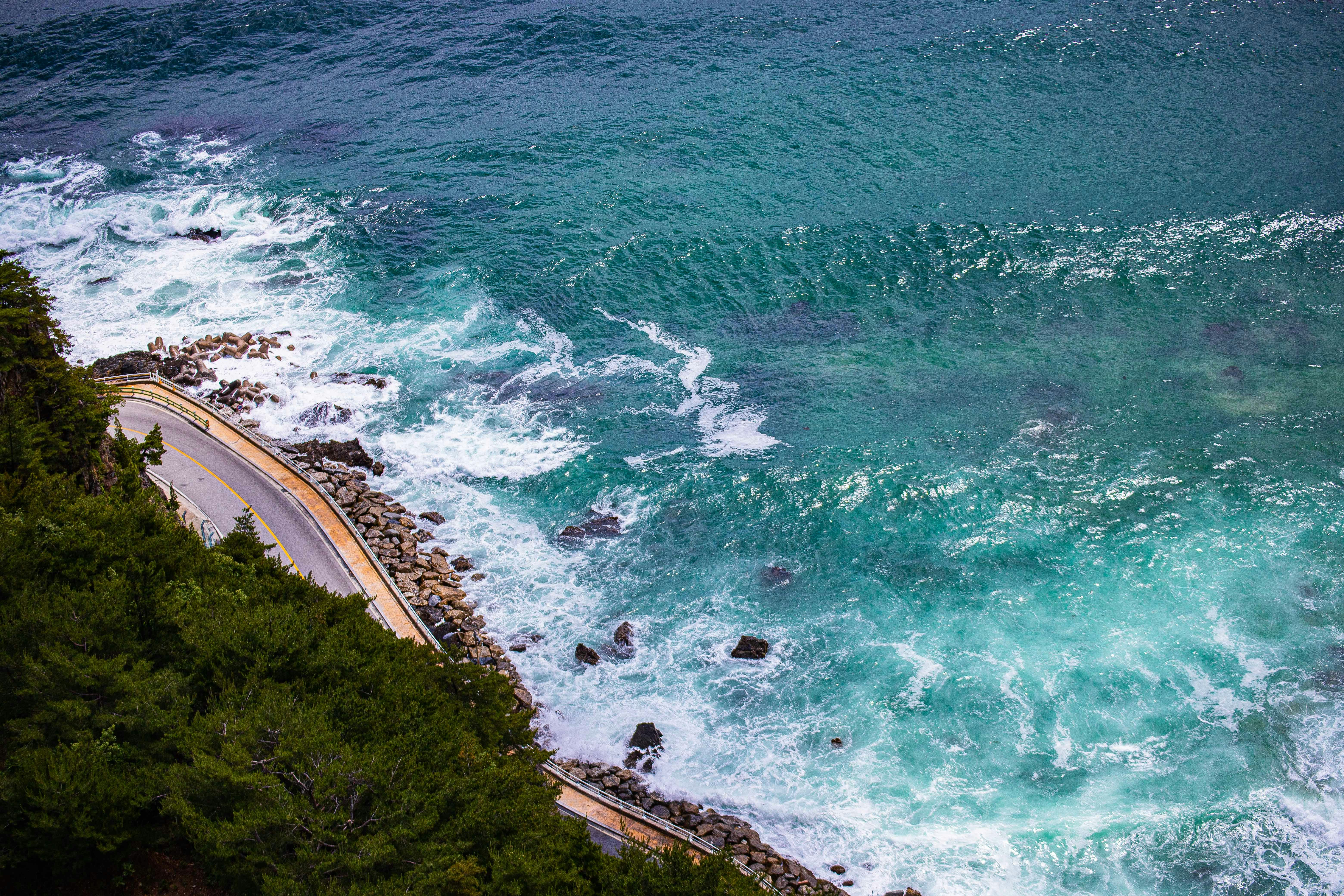 a view of the ocean from a cliff