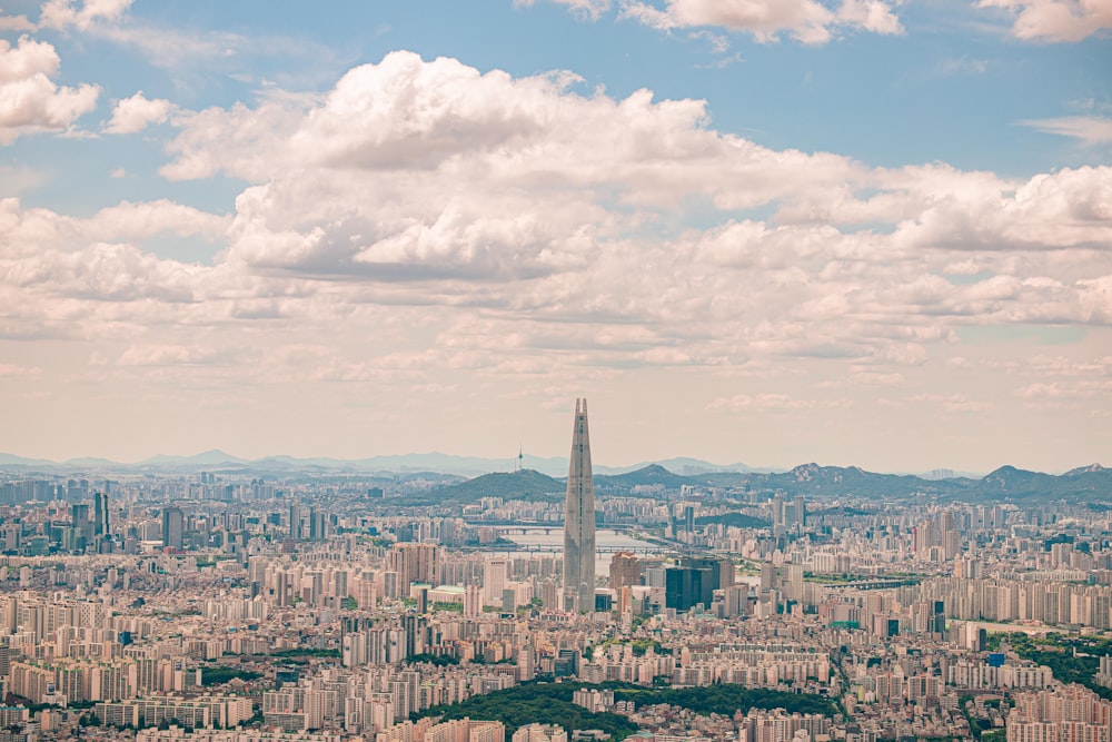 a view of a city from a tall building