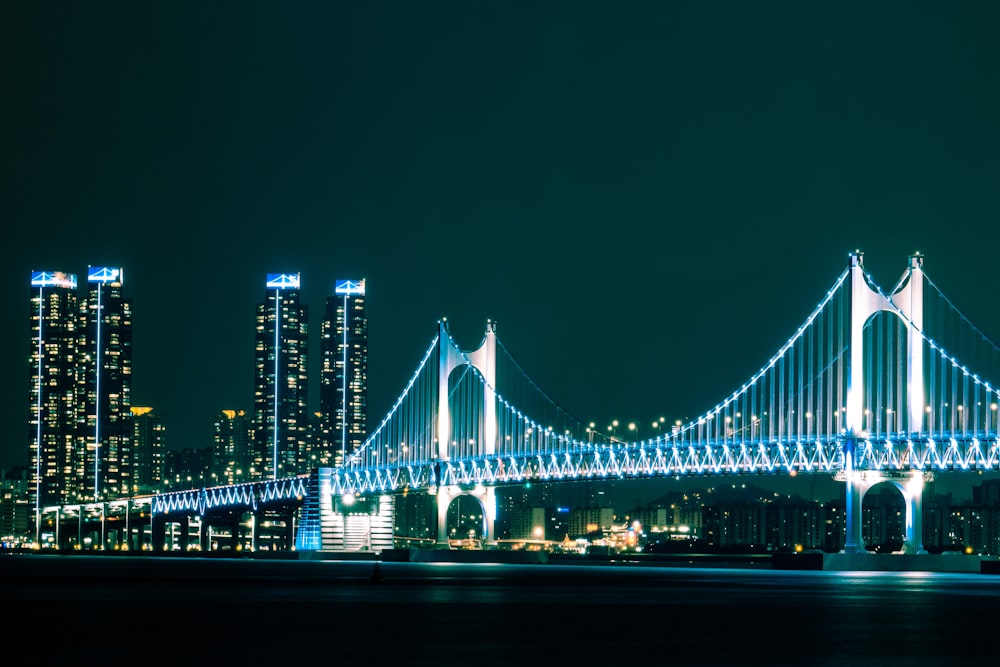 a very tall bridge over a large body of water