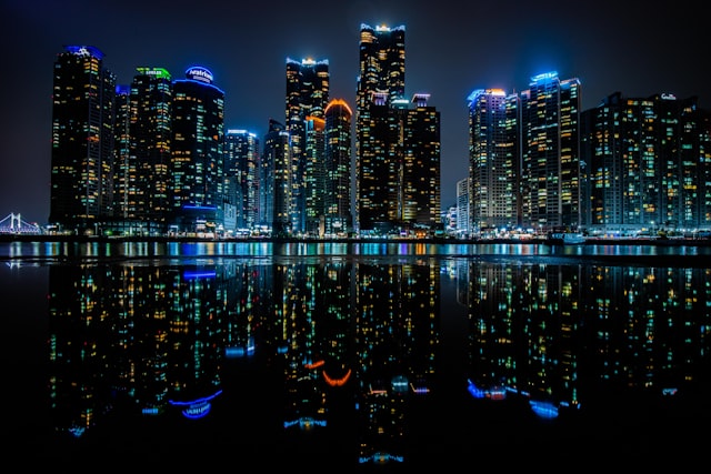 부산 도시 야경과 광안대교