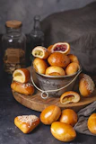 Assorted Mexican pastries and sweets on rustic wooden table