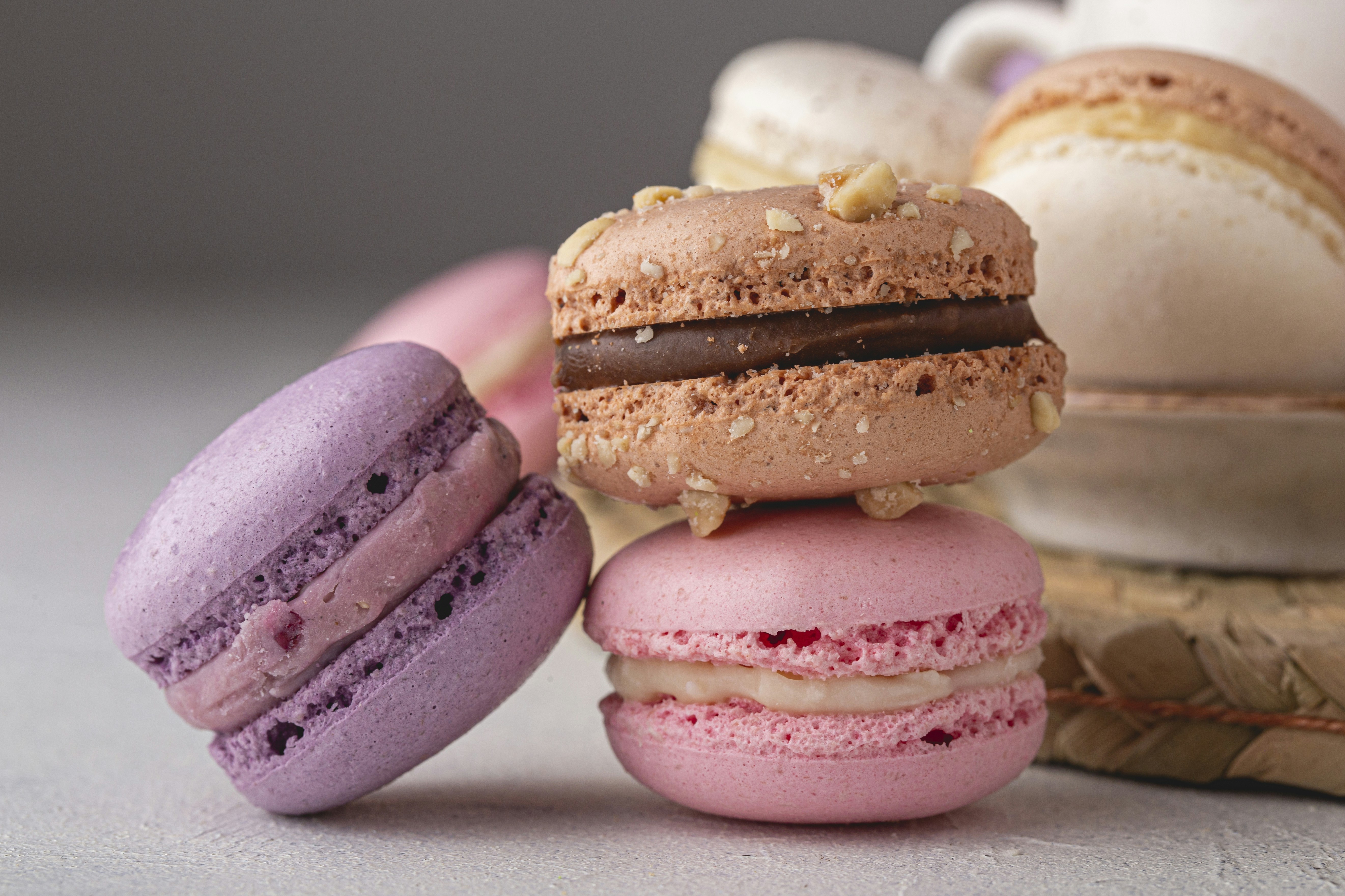 a stack of macaroons sitting on top of each other