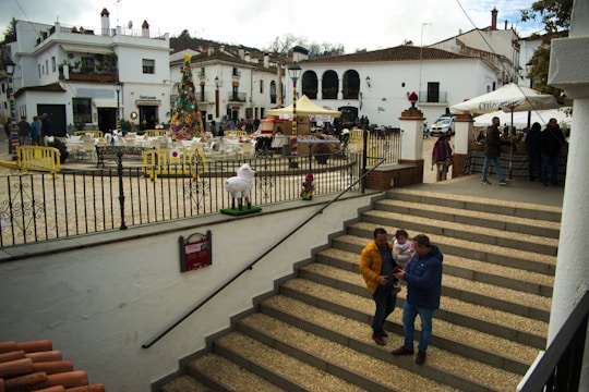 Children and families enjoying a festive Christmas market in Villalba.