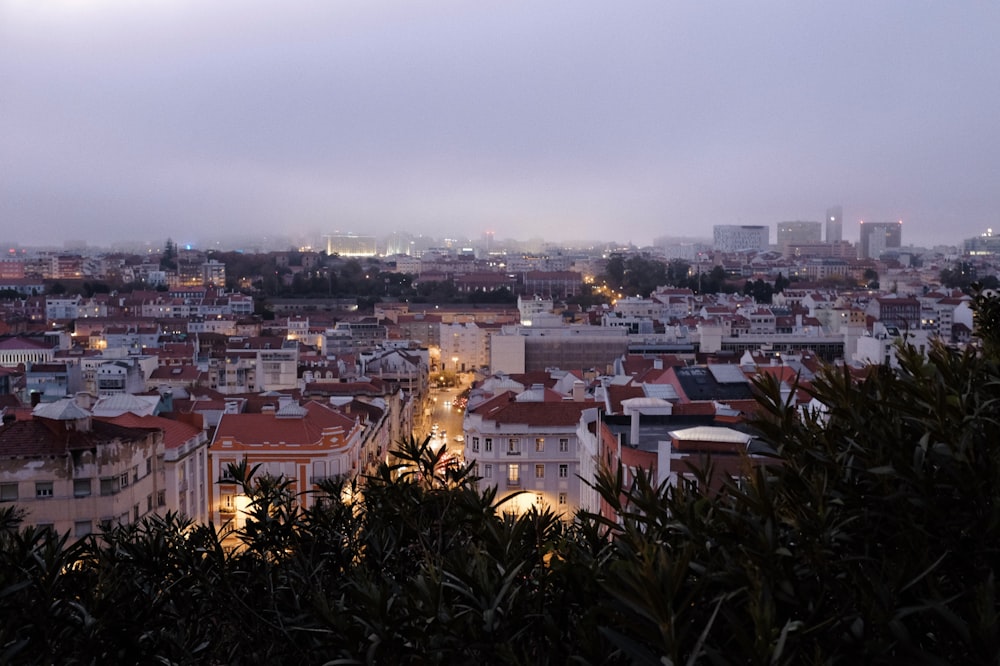 a view of a city at night from a hill