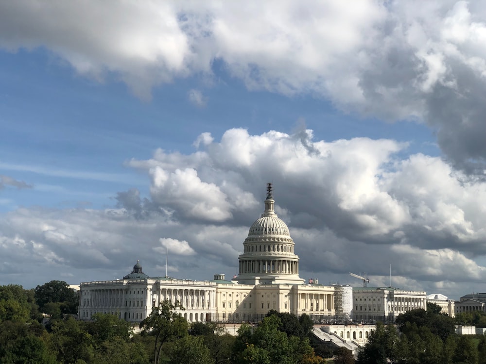 a view of the capitol building from across the river