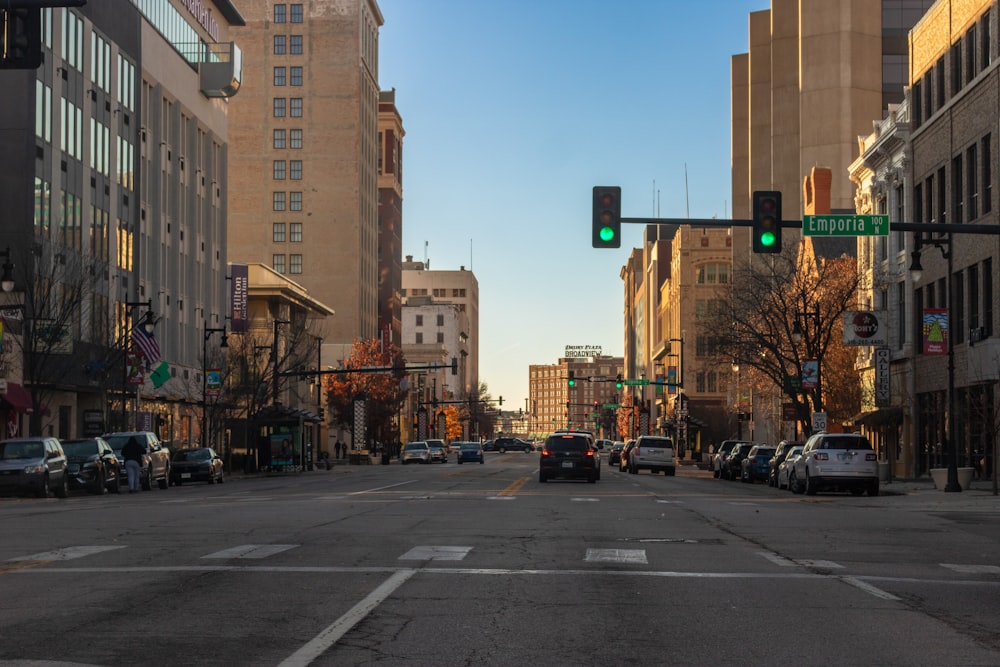 a green traffic light on a city street