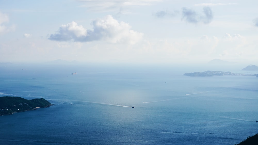 a large body of water surrounded by mountains