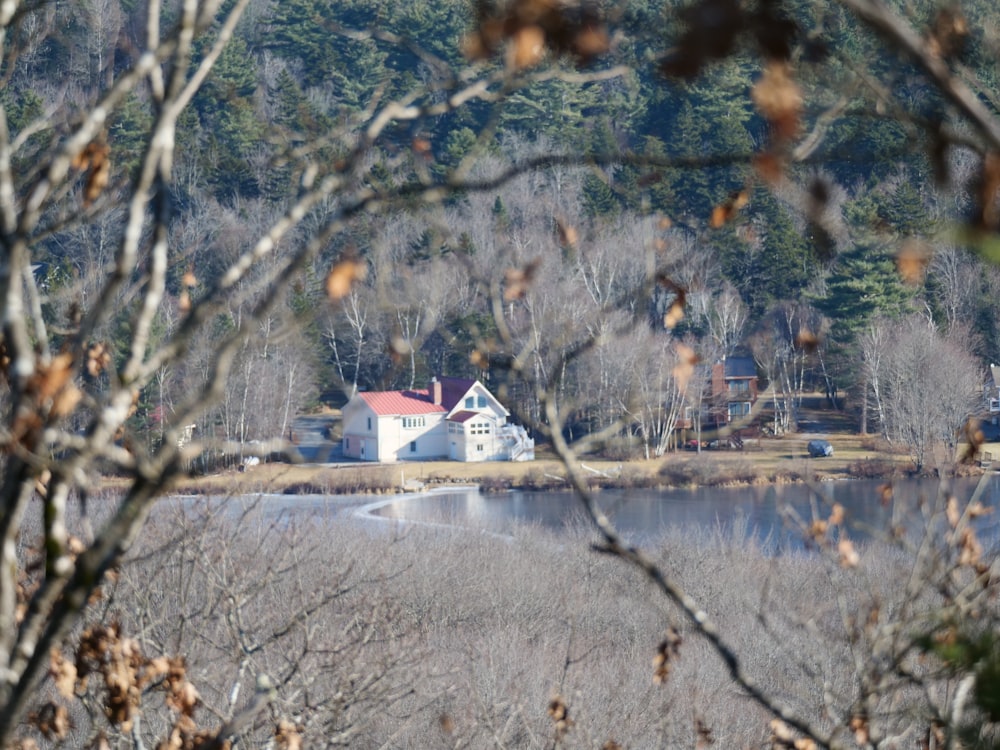 Ein weißes Haus, das auf einem üppig grünen Hügel sitzt