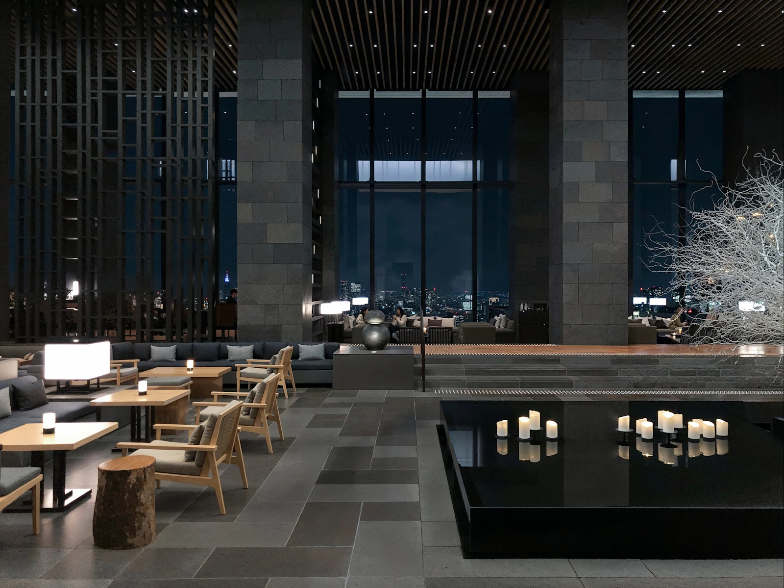 Candlelit hotel restaurant interior