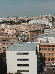 A panoramic view of a mixed-use development combining retail, office, and residential areas.