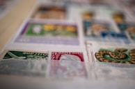Close-up of a rare stamp showcasing intricate details.