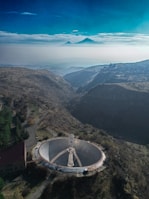 A scenic view of Ceres, Santa Fe, with radio waves illustrated.