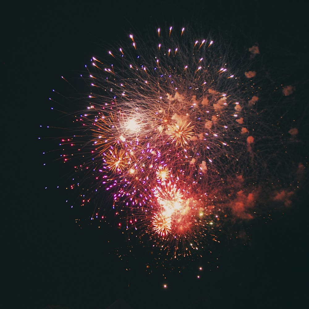 a firework display in the night sky