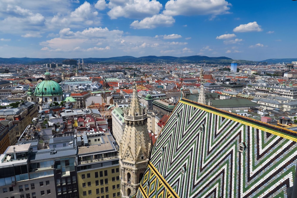 a view of a city from the top of a building