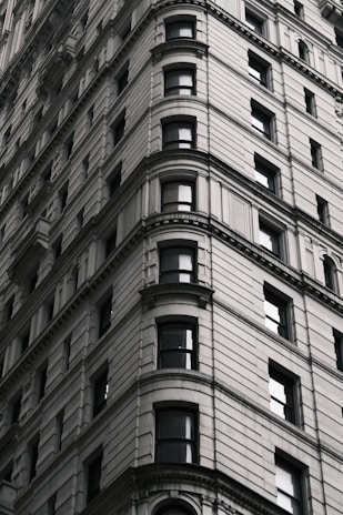 A commercial building with elegant framing details.