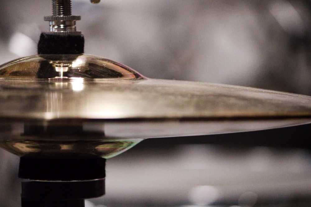 a close up of a metal object on a table