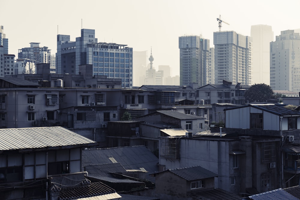 a view of a city with tall buildings