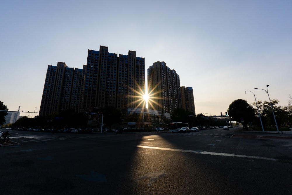 the sun shines brightly through the windows of a large building