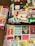 A vibrant display of colorful gift boxes wrapped in festive paper.