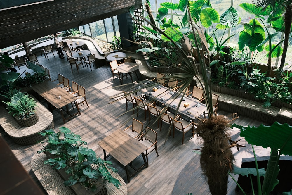 a restaurant with a lot of tables and chairs