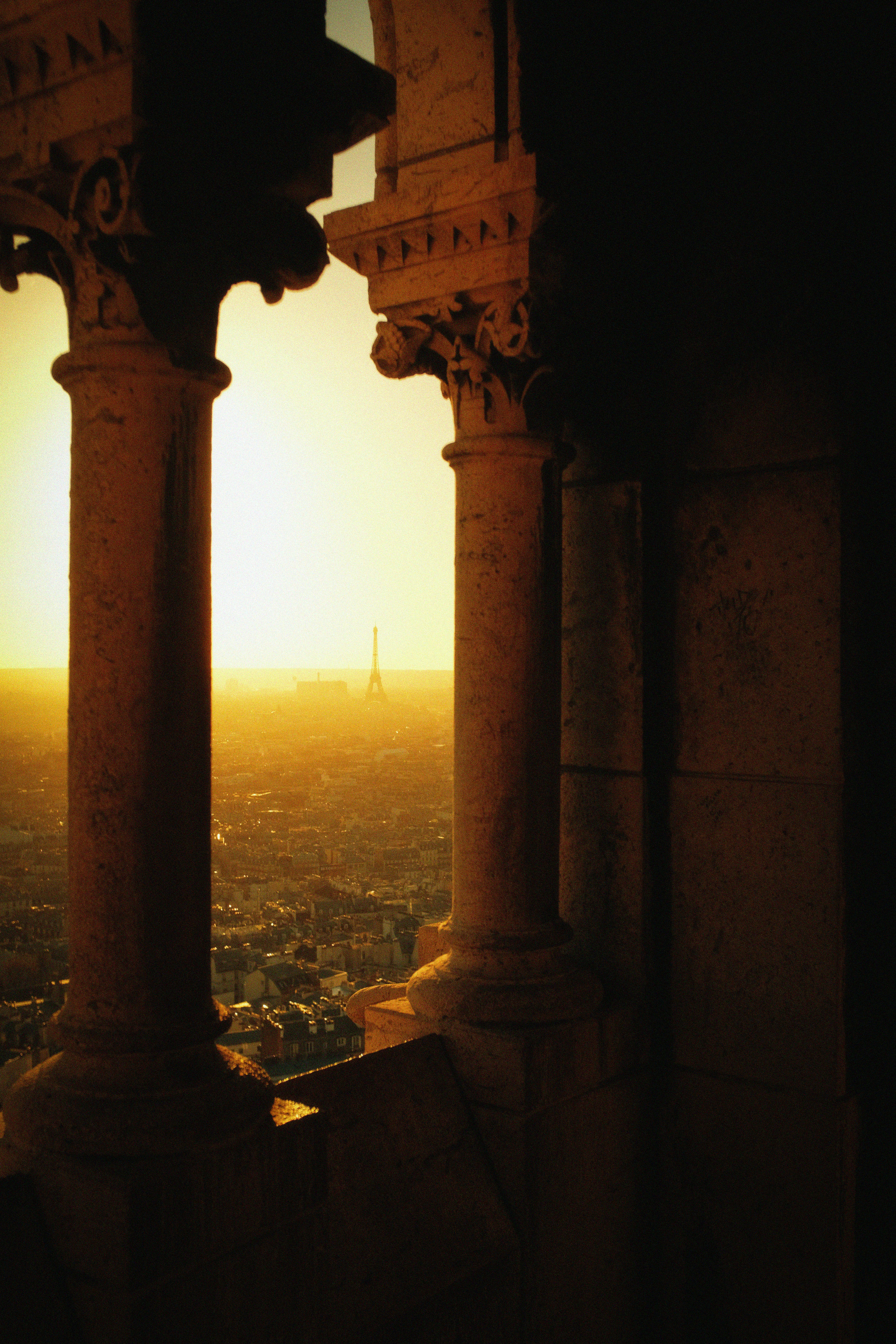 a view of the city from the top of a building