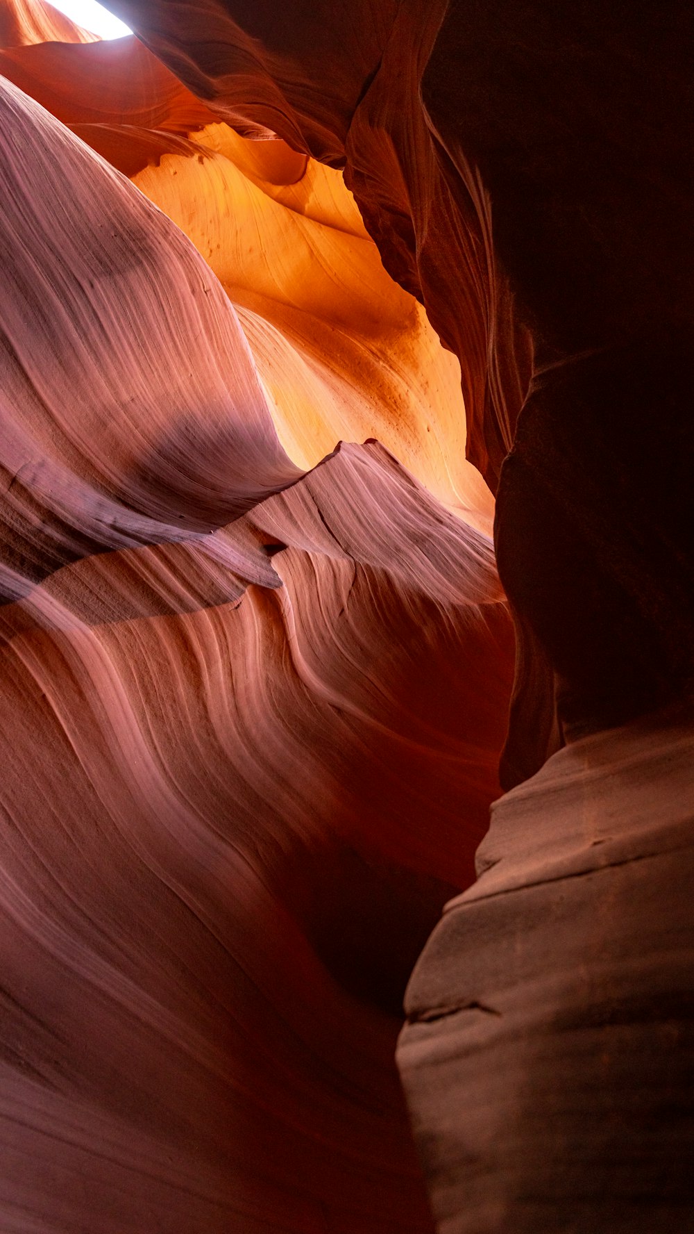 a narrow slot in the side of a canyon