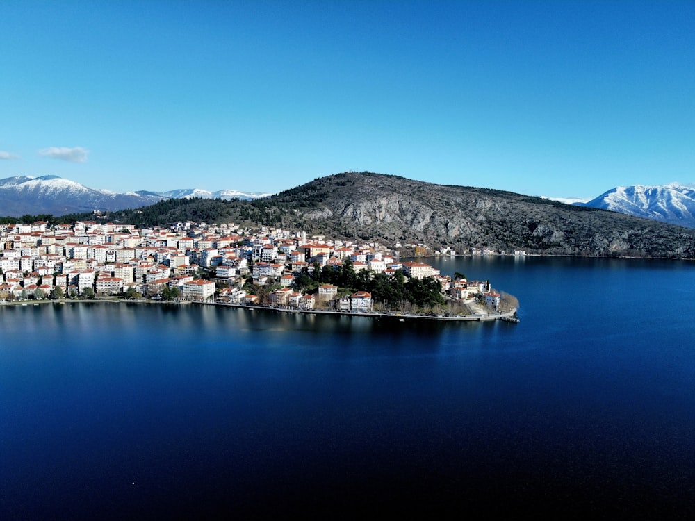 a large body of water surrounded by mountains