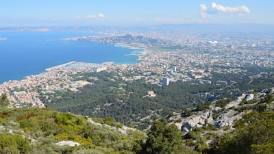 a view of a city from a hill