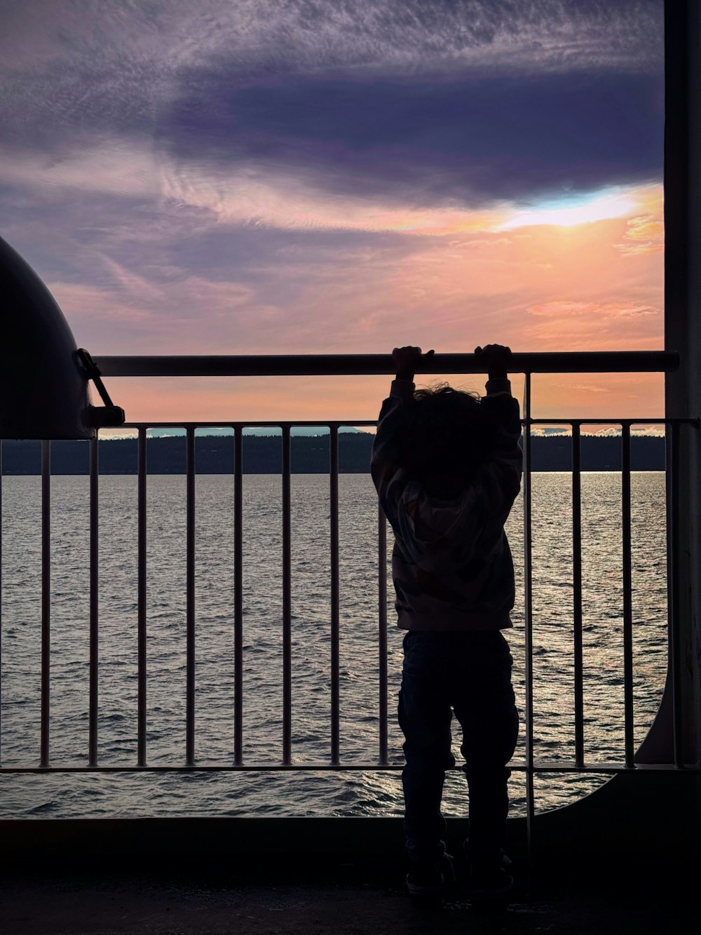 a person looking out over a body of water