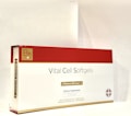 A box labeled 'Vital Cell Softgels' features a red and gold design. It is branded with 'Bh mod' and described as a dietary supplement containing 30 softgels of premium extract.