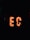 Large, illuminated letters spell out 'EC' in a dark environment, with numerous light bulbs embedded in them. A silhouette of a person stands to the right of the letters, partially visible against the bright lighting of the sign.