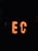 Large, illuminated letters spell out 'EC' in a dark environment, with numerous light bulbs embedded in them. A silhouette of a person stands to the right of the letters, partially visible against the bright lighting of the sign.