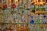 A collection of glass items arranged artistically.