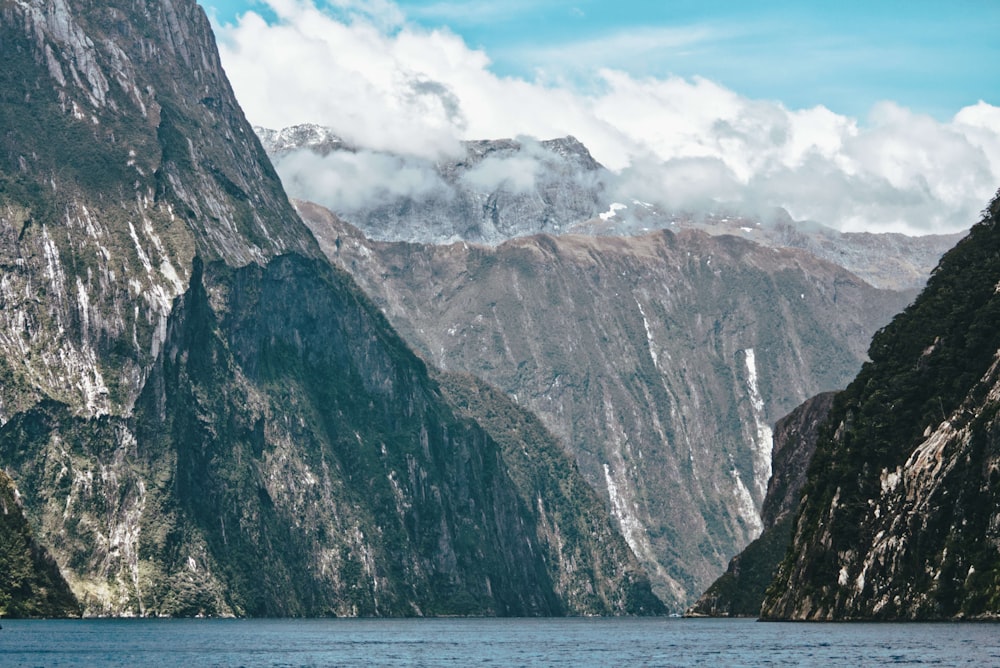 a large body of water surrounded by mountains