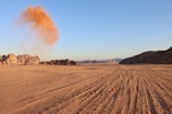 A close-up of a dusty tire track leading into the vast Namibian wilderness.