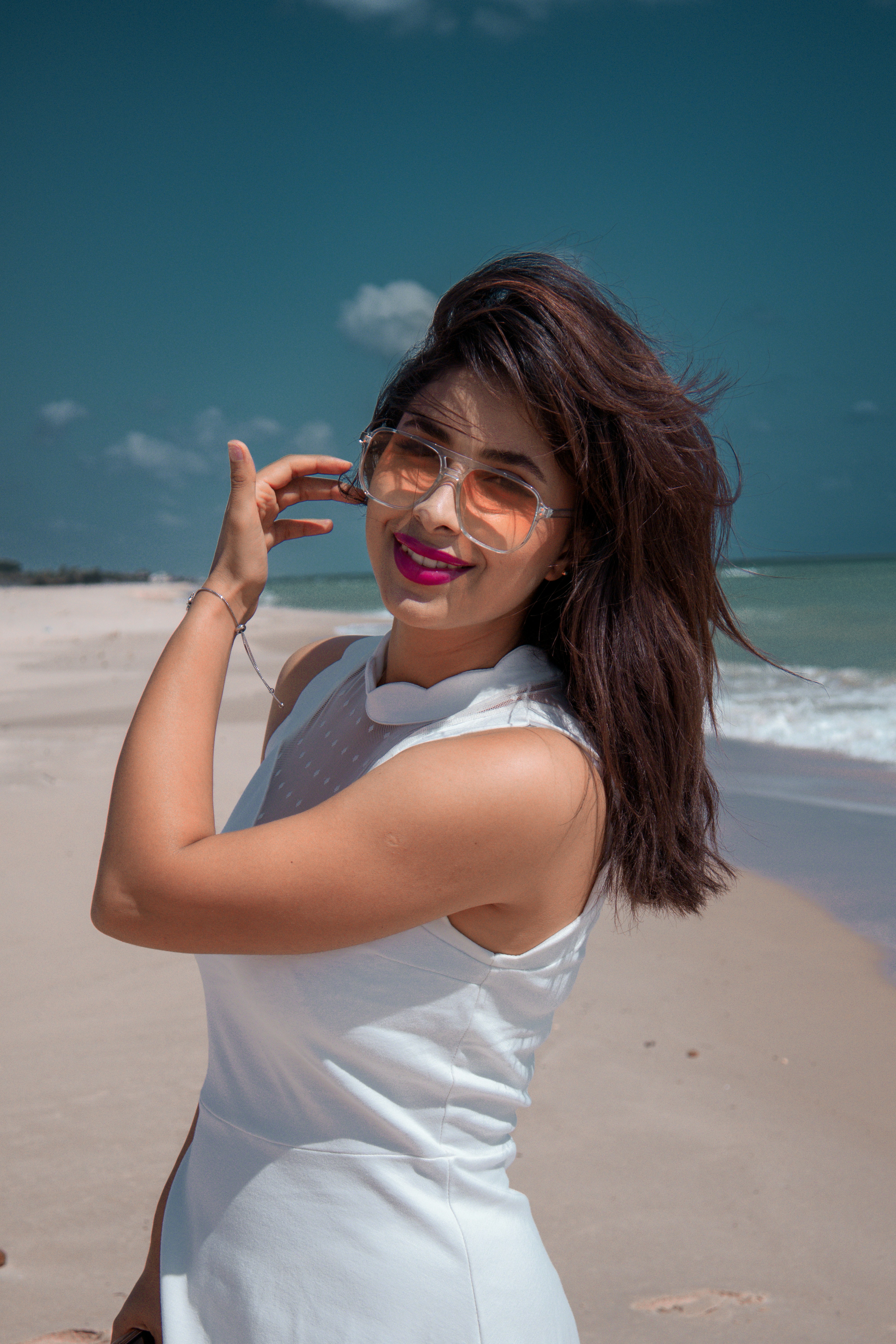 A woman in a white dress on the beach photo – Free Beautiful woman ...