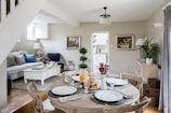 A dining area decorated with exquisite rental furniture.
