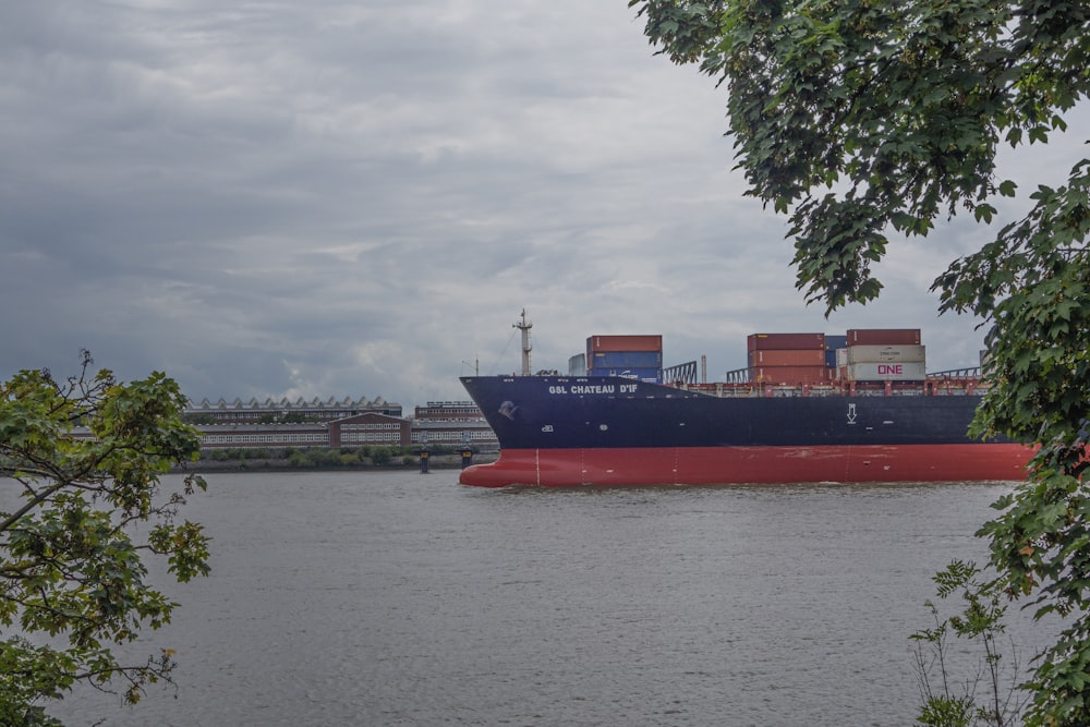 a large cargo ship in a body of water