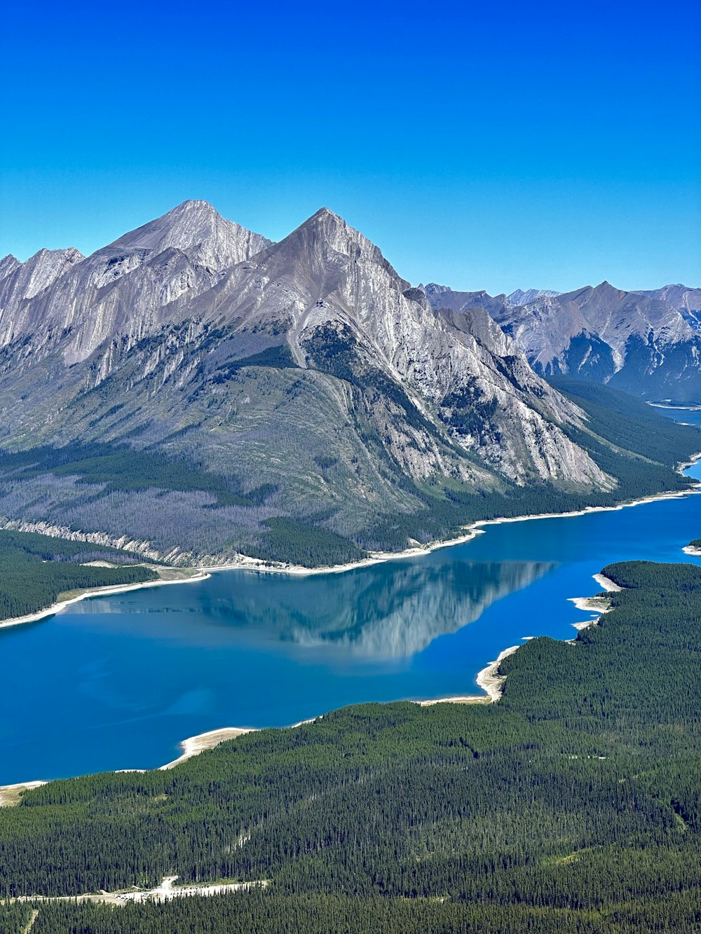 a large body of water surrounded by mountains